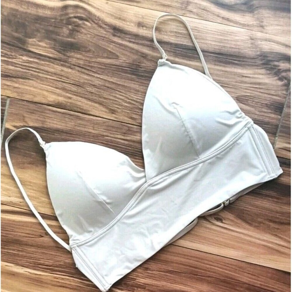 Sealsea Low Back Bra Bralette  Large Beige Longline Removable Padded Plunge New